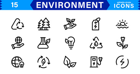 Environment Icons. Eco-Friendly Vector Illustrations for Sustainability, Nature, and Green Solutions