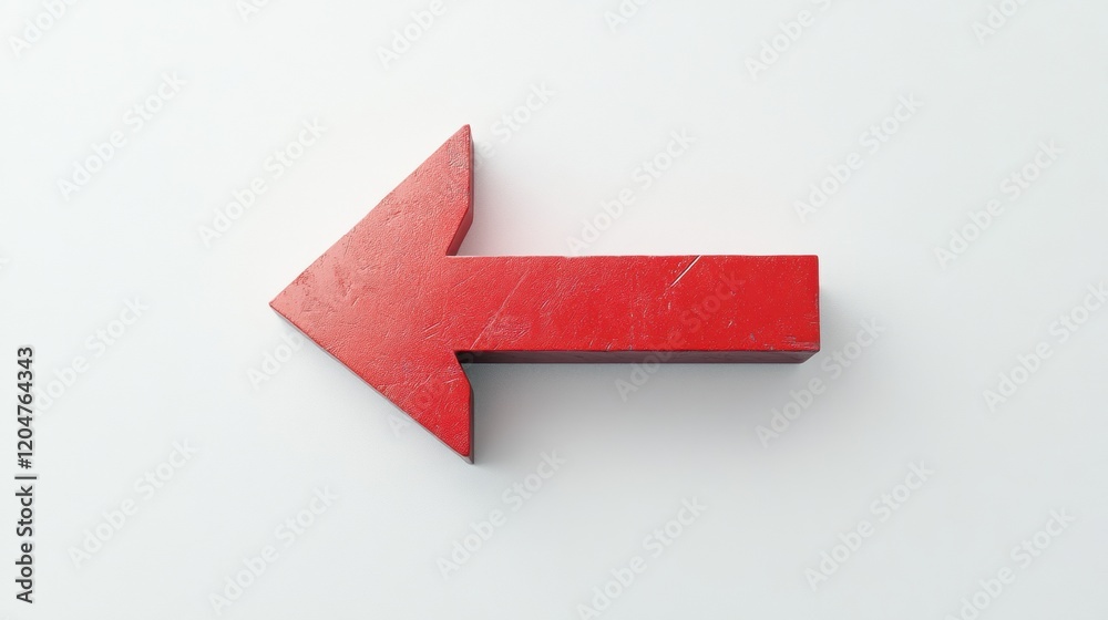 Aufkleber Bright red arrow pointing left on a clean white background created for directional signage or graphic use. Generative AI