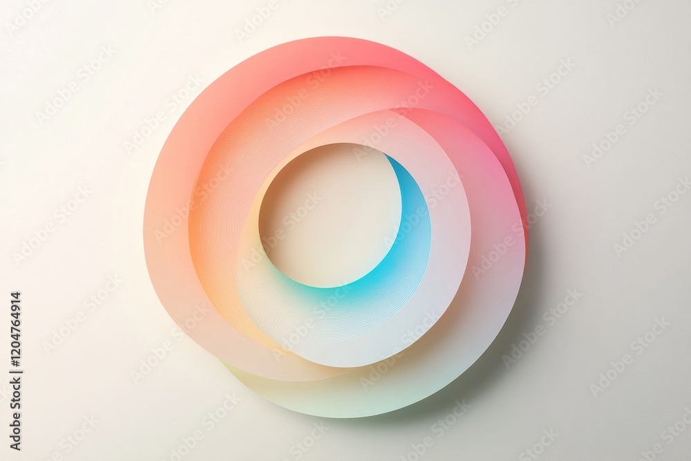 Aufkleber Colorful layered circular design with soft hues and intricate patterns in a minimalist style. Generative AI