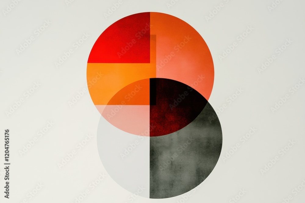 Fototapete Modern abstract artwork featuring overlapping circles in vibrant colors on a white background. Generative AI