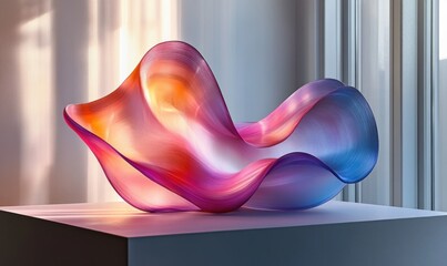 Minimalist Abstract Curves 3D Render Smooth Shapes Ambient Light Blue Purple Gradient