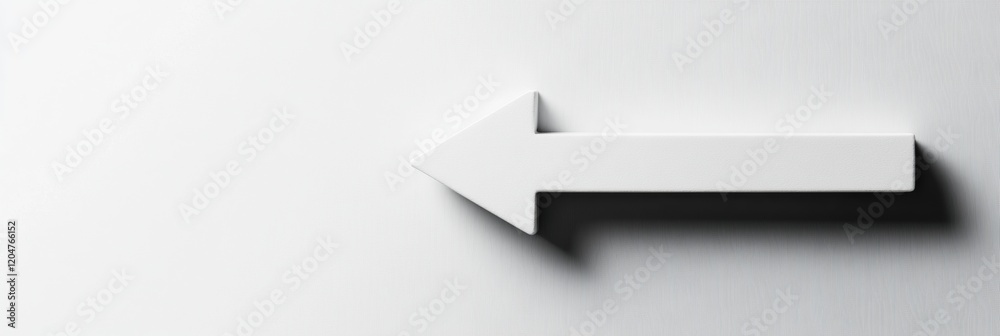 Poster White arrow pointing left against a light gray background showcasing modern graphic design elements. Generative AI