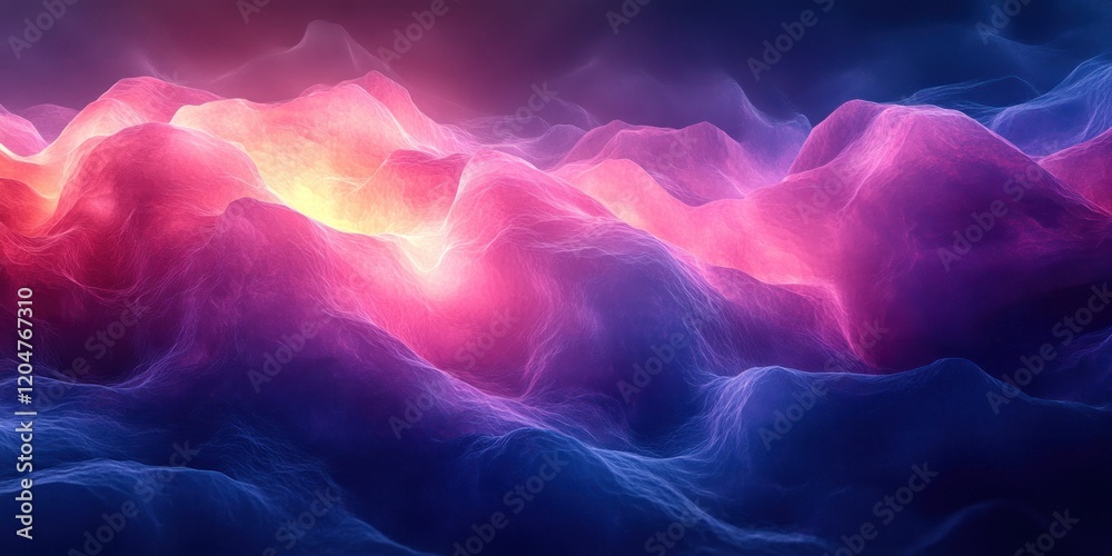 Aufkleber neon blue and purple abstract geometric shapes with soft backlighting and dynamic layers