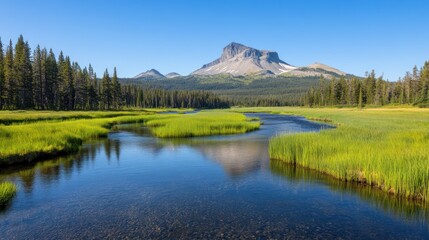 Fototapeta premium Serene Mountain Lake Reflection in the Cascade Range