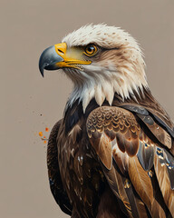 This illustration features an eagle with yellow flowers.