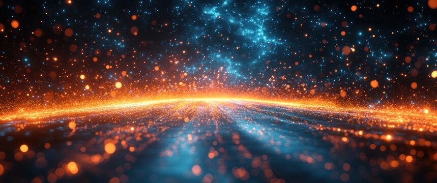 Futuristic Hyperloop in Mega City at Night with Dynamic Light Beams and Vibrant Color Palette