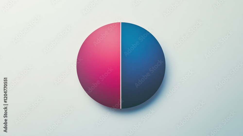 Aufkleber colorful split circle design showing a contrast between warm and cool tones with a modern aesthetic.