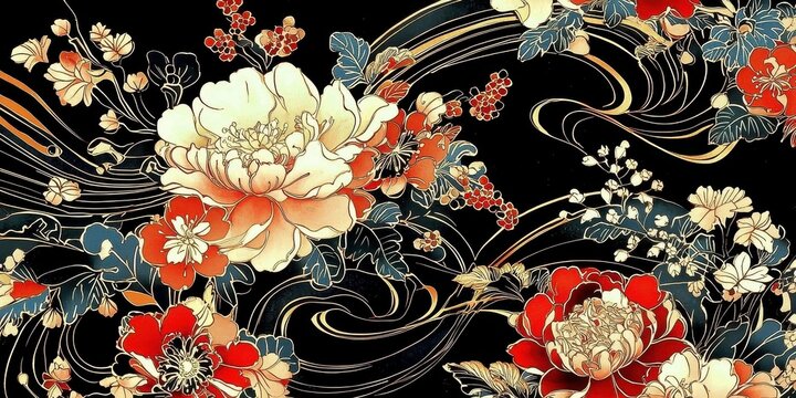 Stunning kimono featuring an exquisite floral pattern.