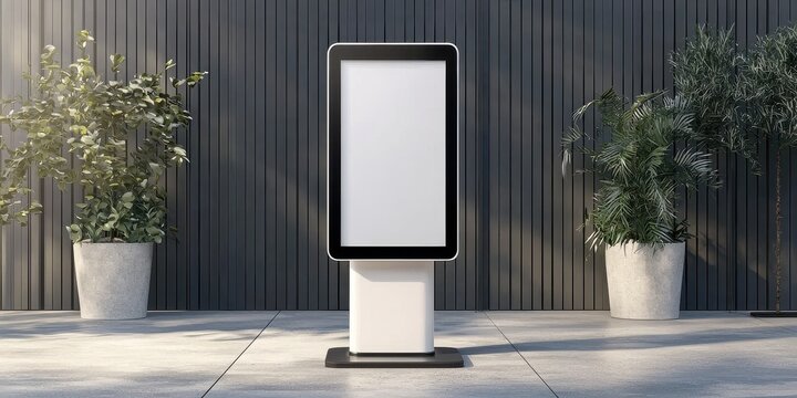 Cutting-edge 3D touch screen kiosk designed for outdoor use.