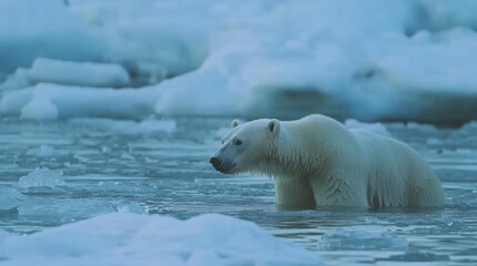 Majestic Polar Bear in Arctic Waters