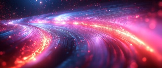 Obraz premium Futuristic Abstract Geometric Design in Purple and Blue with Neon Lights for Technology and Gaming Backgrounds