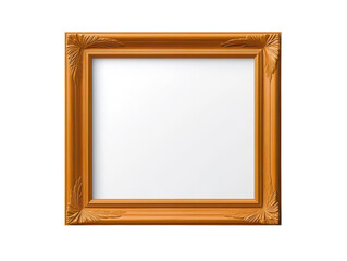 Elegant Ornate Wooden Picture Frame Empty Mockup Design Gold Brown Border Square on transparent background