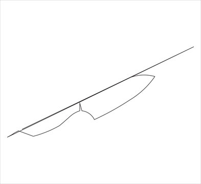 recommend clip art: One continuous line drawing of kitchen knife equipment. single line drawing of kitchen knife. kitchen knife illustration. editable outline