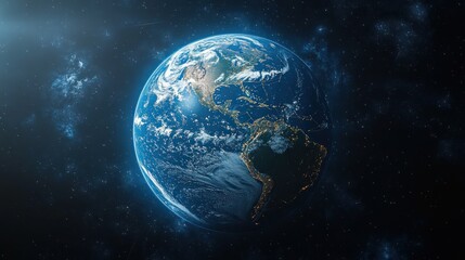 Obraz premium Hyper-Realistic Earth from Space with Network Connections and Futuristic Lighting
