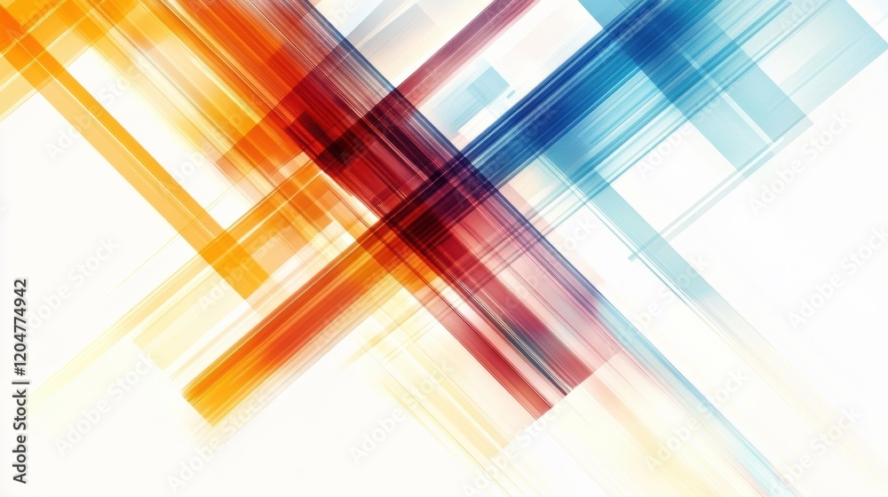 Aufkleber Colorful abstract design featuring intersecting lines in vibrant tones and dynamic composition. Generative AI