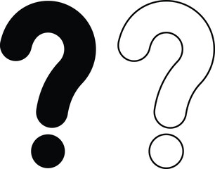 Naklejka premium Question mark icons set in trendy flat and line styles. Uncertainty bubble, doubt ask, frequently information advice symbols. Black vectors for apps and websites designs isolated on white background.