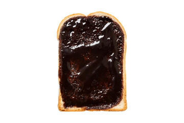 Slice Of Bread With Chocolate Spread Isolated On White Background. Top view shot