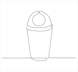 One continuous line drawing of trashcan . single line drawing of trashcan.  illustration of trashcan. editable vector