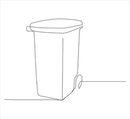One continuous line drawing of trashcan . single line drawing of trashcan.  illustration of trashcan. editable vector