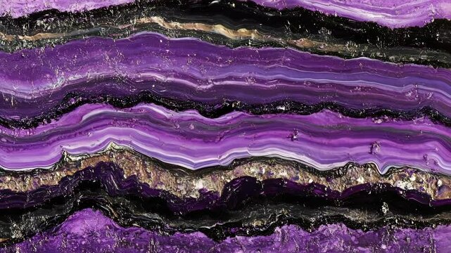 Layers of purple and black stone showcasing intricate geological patterns in natural formations found in various locations