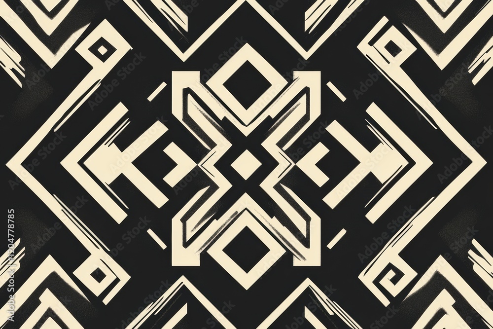 Aufkleber intricate geometric pattern in black and beige showcasing modern artistic design. generative ai
