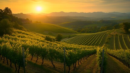 Fototapeta premium Vineyard Sunset