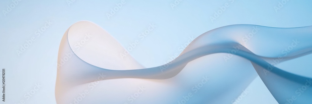 Fototapete waving fabric creates a soft and elegant display against a light blue backdrop, capturing motion and
