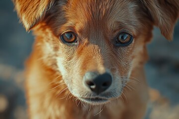 Obraz premium Outdoor portrait of a forsaken puppy with sorrowful eyes Stray dog hoping for adoption Rescue or adopt to assist an animal in need