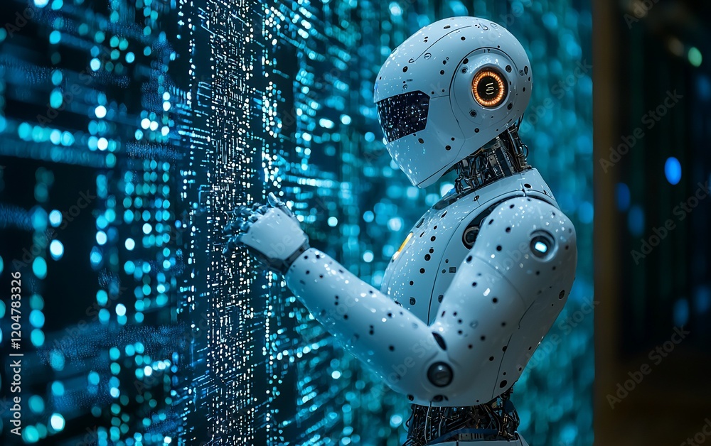Poster Robot interacting with digital data stream.