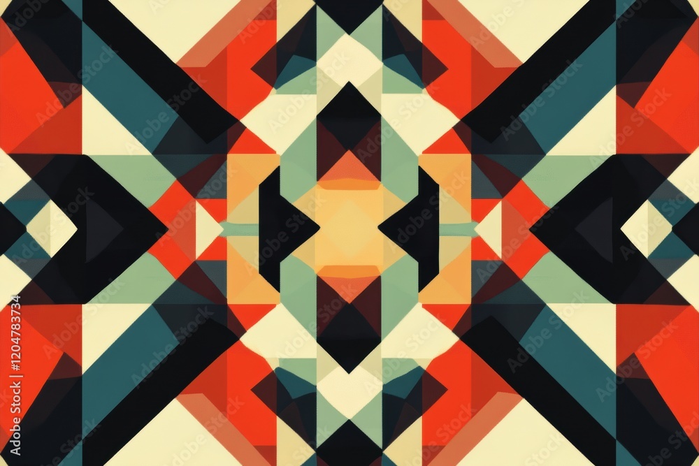 Poster Colorful geometric pattern with bold shapes and contrasting colors creating a vibrant visual effect. Generative AI