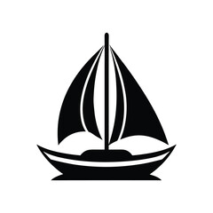 Sailboat Silhouette Icon in Vector Style for Nautical Logos, Maritime Graphics, Sailing Themes, Ocean Travel Symbols, Yacht Branding, Harbor Clipart, Flat Watercraft Design, and Ship Illustrations