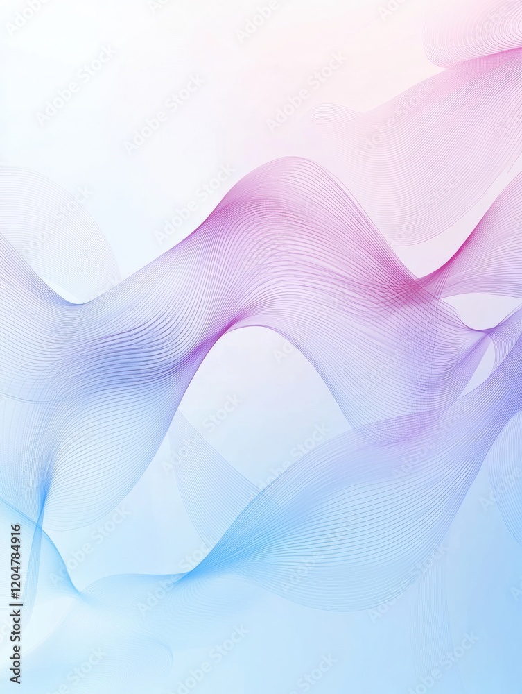Fototapete Soft light waves create a tranquil atmosphere with blends of pink and blue shades in an abstract background design. Generative AI