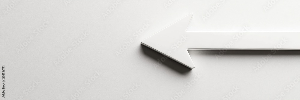 Poster directional arrow printed on plain surface indicating a specific path or movement in a minimalistic 