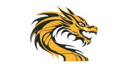 Fierce Golden Dragon Head Graphic Design Element for Branding Logo and Tattoo Art