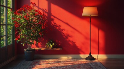 Cozy Vintage Interior Home Studio Background with Warm Light Minimalist Design for Online Events and Courses