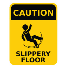 sign warning slippery floor, watch out for slipping