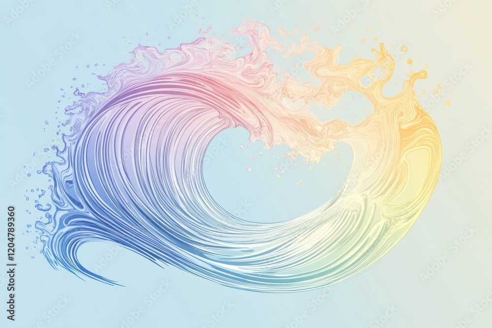 Fototapete colorful wave illustration with swirling patterns and soft gradients capturing the essence of ocean 