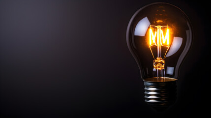 A light bulb with the letters NM on it is lit up