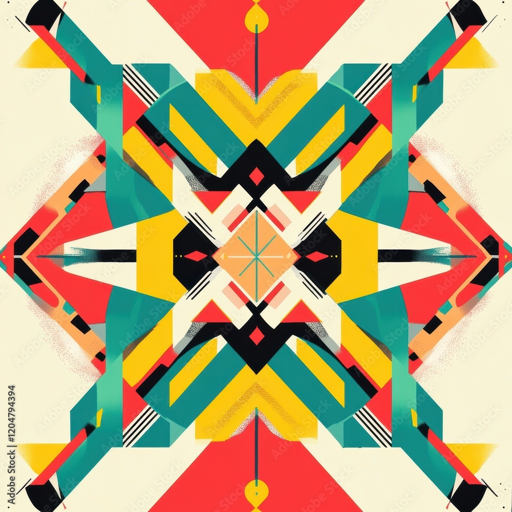 Leinwandbilder colorful abstract geometric pattern showcasing vibrant shapes and lines in a symmetrical design. gen