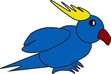 colorful parrot drawn in children's style on white background