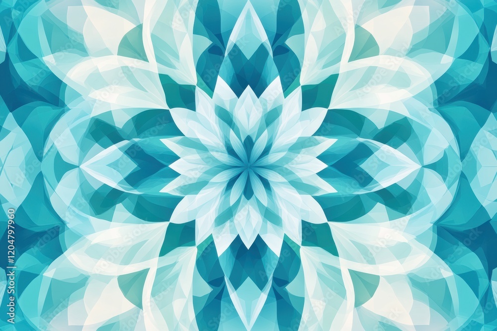 Poster Colorful geometric pattern featuring intricate shapes in shades of blue and turquoise designed for modern aesthetics. Generative AI