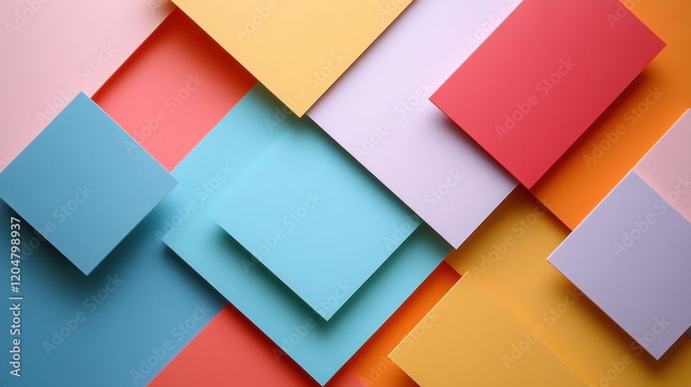 Leinwandbilder Colorful arrangement of paper squares and rectangles on a surface with a variety of hues and shades enhancing creativity. Generative AI
