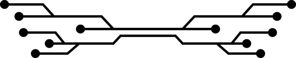 Printed circuit board or electronic motherboard icon. lines and dots connect. Digital tech. CPU, PCB printed circuit. Chip process. Input or output Cyber crime isolated on transparent background.