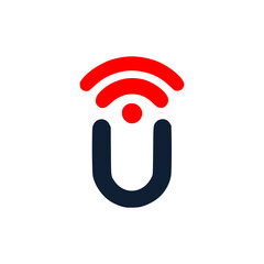 letter U with signal communication logo vector illustration template design © katsumatakun