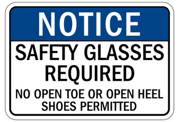 Closed toe shoes are required sign