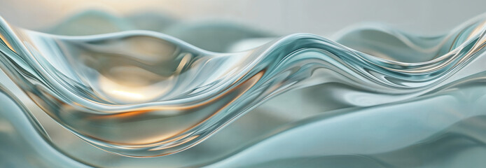 3D liquid glass object. Abstract background. Fluid organic shape. 