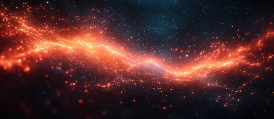 Fototapeta premium Abstract fiery cosmic nebula with glowing particles.