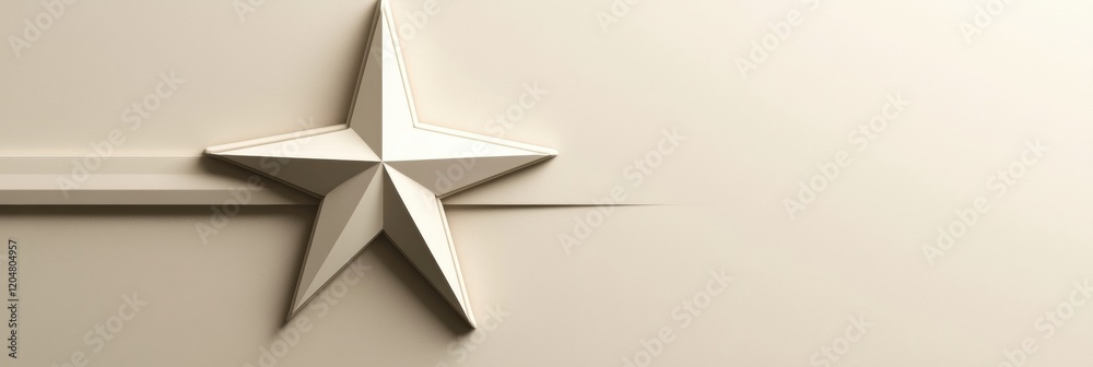 Poster decorative white star design on a smooth beige background showcasing minimalist art style. generativ
