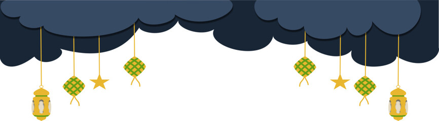 Islamic lantern and cloud illustration 