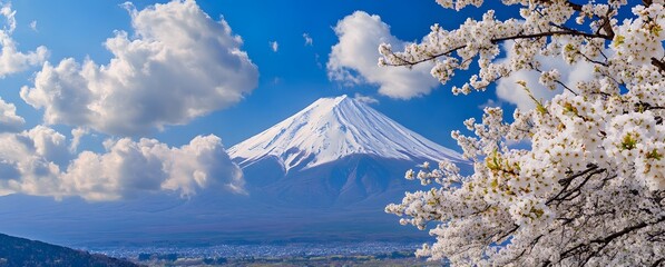 Majestic Mount Fuji with Spring Cherry Blossoms